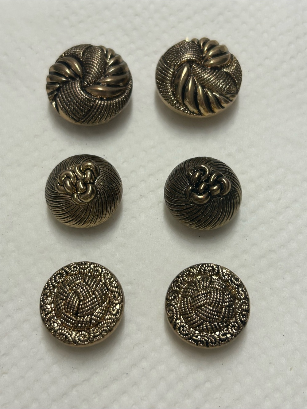 Vintage Gold Tone Knotted Embellished Button Covers Set of 6